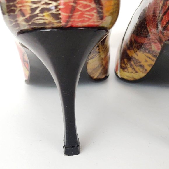 Patent stiletto graffiti print ankle boots - Picture 7 of 16